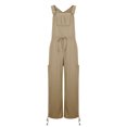 thumbnail image 4 of hotojiny Cotton Linen Overalls for Womens Adjustable Straps Button Jumpsuits with Pocket Drawstring Casual Sleeveless Rompers, 4 of 6