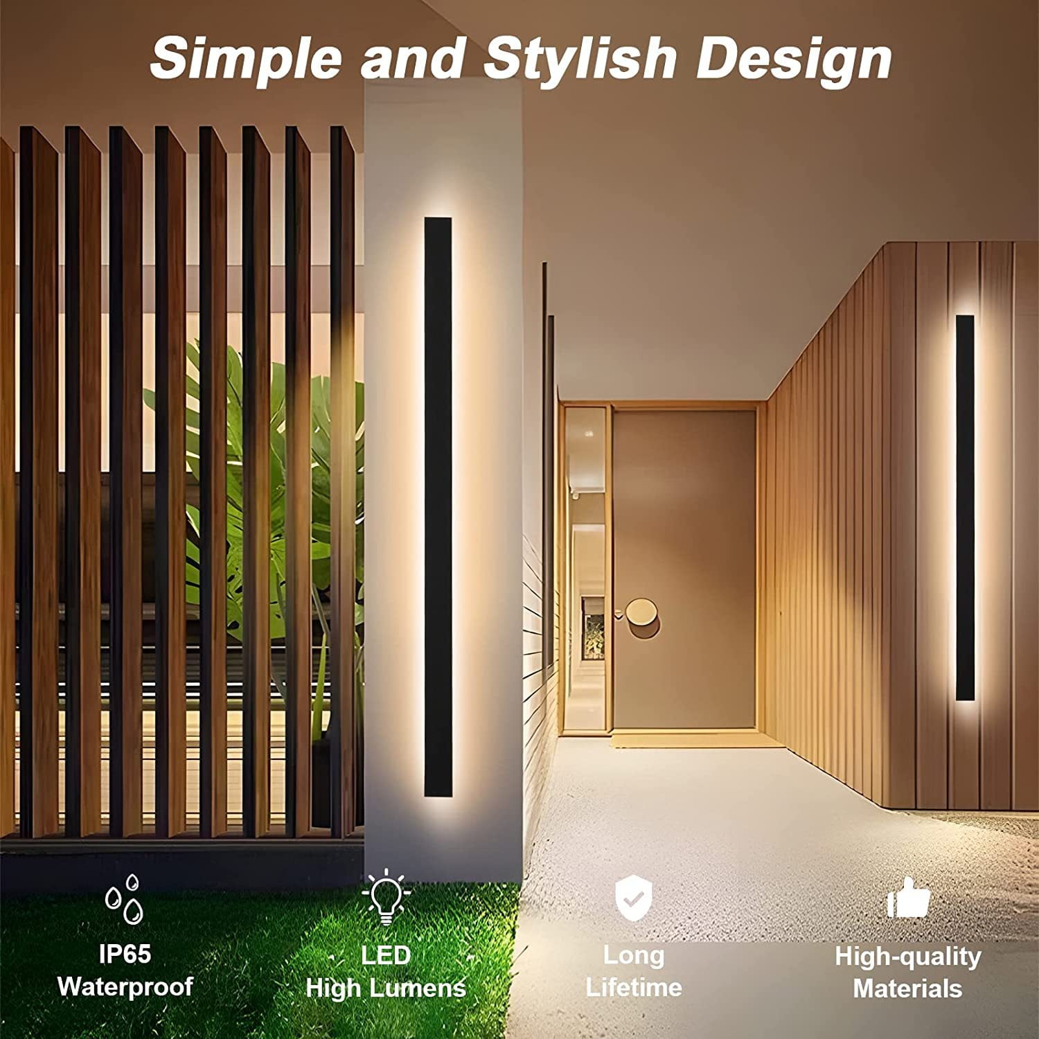 79in Modern Outdoor Wall Light Waterproof IP65 Linear Long Wall Lamp 3000K Outdoor Wall Sconce