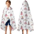 thumbnail image 3 of Beige Princess Castle Rainbow Pattern Hooded Bath Towel，60"x35" for Ages 3 To 12 Kids, Quick Dry Lightweight Soft Microfiber Hood Beach Towel Cover Up for Kids, 3 of 7