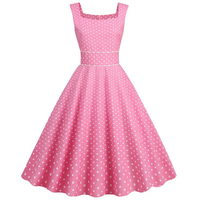UPPADA Robe de Thé Classique pour Femme à Manches Courtes Évasée Cocktail Robes de Fête Années 1950 Rétro Vintage à Pois Années 1950 Rockabilly Robe de Bal Midi Aubaines Quotidiennes du Jour Aujourd'hui Seulement