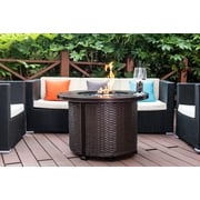 Better Homes & Gardens Colebrooke 37 Round 50,000 BTU Propane Gas Fire Pit Table with Glass Beads, Metal Lid and Protective Cover