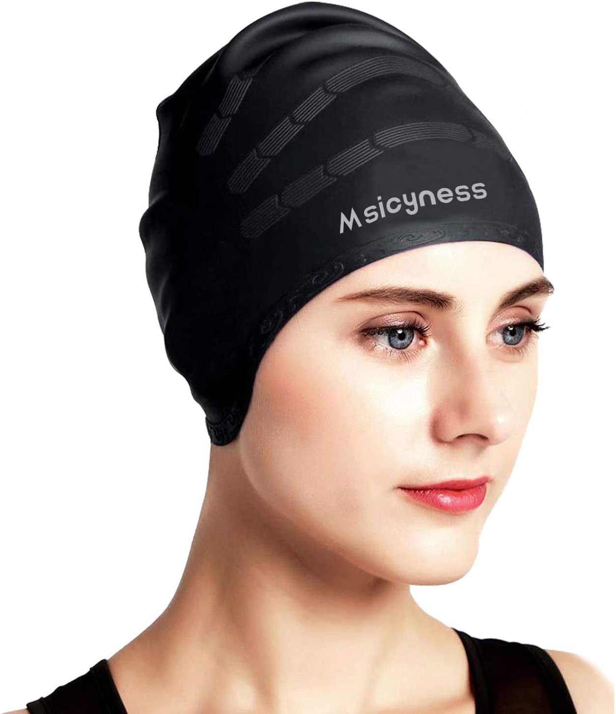 Silicone Unisex Men Women Adult Swimming Pool Swim Cap Hat Protect Waterproof LW 