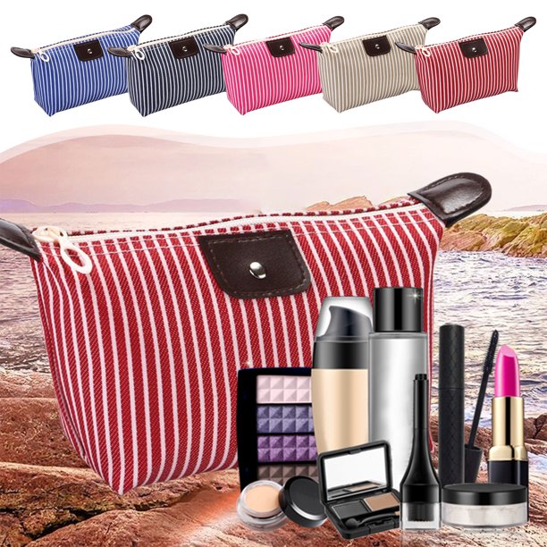 Neceser de viaje | Bolsa cosmética Dumpling Yuanbao | Estuche de maquillaje plegable de nailon | Bolso de mano multibolsillo | Diseño que ahorra espacio | 26x16x11cm | 1 Pieza