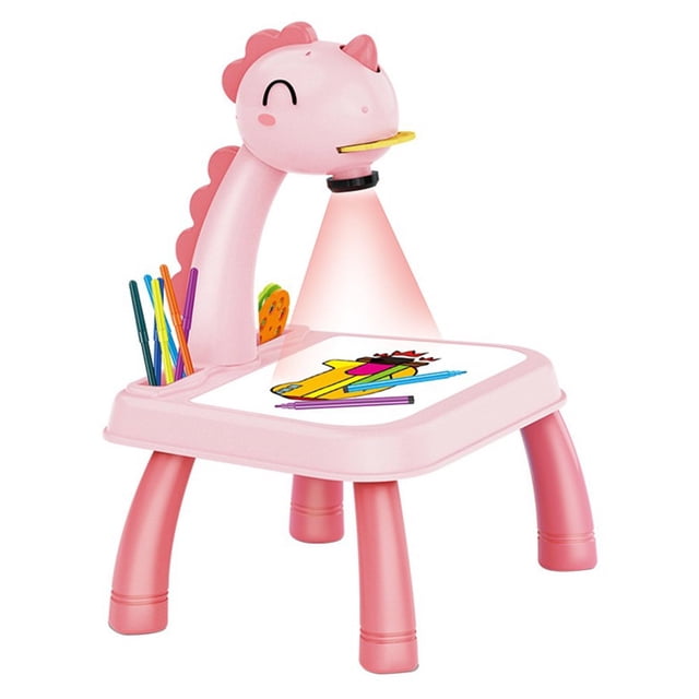 Kids Drawing Projector Table - Mini Trace Draw Projector Toy (Yellow Giraffe)
