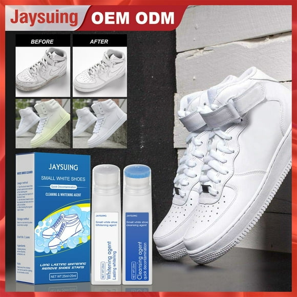 XYAIYT White Shoes Decontamination Whitening Agent Set for Sports Shoes Non Washable Cleaner,Stain Removal,Mild Formula to Leather,25ml Detergent + Brightener 0.8 fl oz