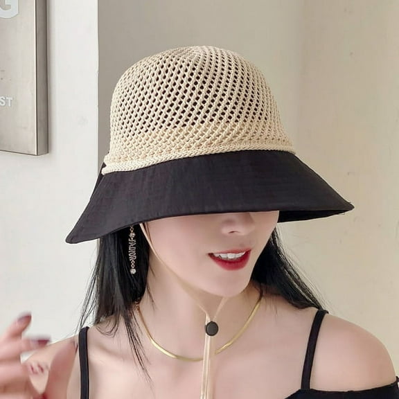 COCOpeaunt Breathable Womens Hat Summer Beach Big Brim Straw Seaside Sun Hat Travel Womens Panama Sun Protection Felt Hat Sun Visor Gift