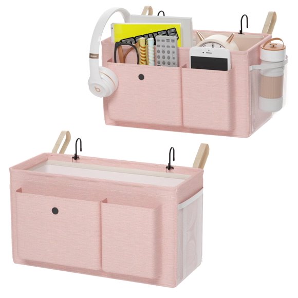 Edudif Organizador De Mesita De Noche Con Correas Fijas Y Soporte Para Botella De Agua, Carrito Para Litera, Ideal Para El Hogar, Dormitorio, Hospital, Cuna, Solución Versátil De Almacenamiento Junto