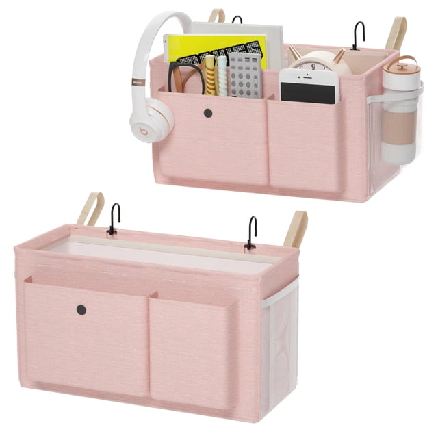 Edudif Organizador De Mesita De Noche Con Correas Fijas Y Soporte Para Botella De Agua, Carrito Para Litera, Ideal Para El Hogar, Dormitorio, Hospital, Cuna, Solución Versátil De Almacenamiento Junto
