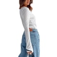 thumbnail image 4 of Nituyy Women Crop Top, Long Sleeve Tie-up Solid Fall Tops for Casual Daily, 4 of 6