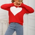 thumbnail image 5 of HOMBOM Fall Sweaters for Women Knit Cozy Crew Neck Red Pullover Long Sleeve Womens Tops Heart, 5 of 9