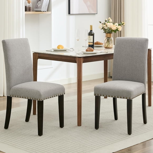 Juego de 2 Sillas de Comedor con Respaldo Curvo Ergonómico, Sillas de Cocina Modernas Tapizadas con Estructura de Madera