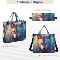 thumbnail image 6 of Wolf Head Blue Corduroy Tote Bag Handbag Large Messenger Bag Shoulder Crossbody Zipper Bag Purse, 6 of 8