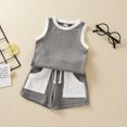 thumbnail image 4 of Vedolay Girls Summer Short Sets Girls T-Shirt and Shorts Set Kids Summer Cropped Top Cartoon Check Print Shorts Suit,Gray 6-12 Months, 4 of 4