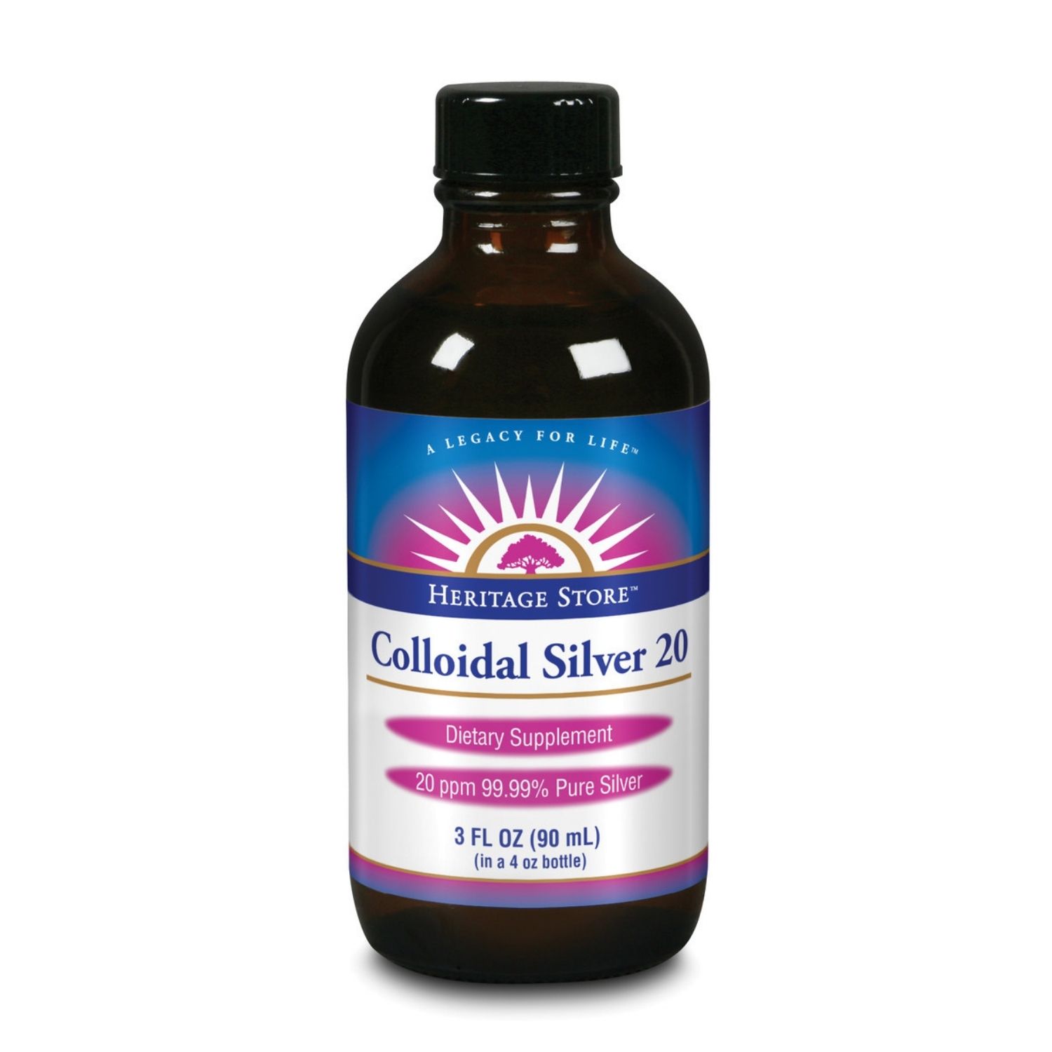 HERITAGE STORE Colloidal Silver, Liquid, Unflavored (BtlGlass) 3oz