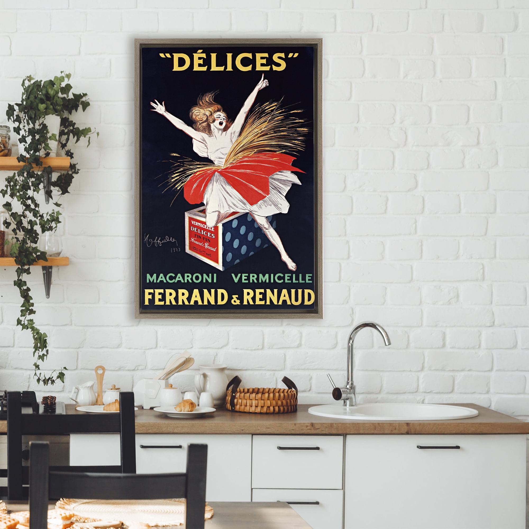 Stupell Industries Vintage Dancer Food Advertisement Brown Framed Floater Canvas Wall Art, design by Leonetto Cappiello