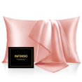 thumbnail image 1 of INFIIXSO Juego de 2 fundas de almohada de seda morera tamaño king, funda de almohada de seda con cremallera oculta de 20.0 x 36.1 in, extraordinaria funda de almohada suave y suave para cabello y piel, 1 of 1