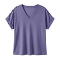 thumbnail image 4 of Open Back Athletic Tees For Women Quick Dry Casual Comfy Yoga Tops Crew Neck Short Sleeve Tunic Tops (XL, Purple), 4 of 7