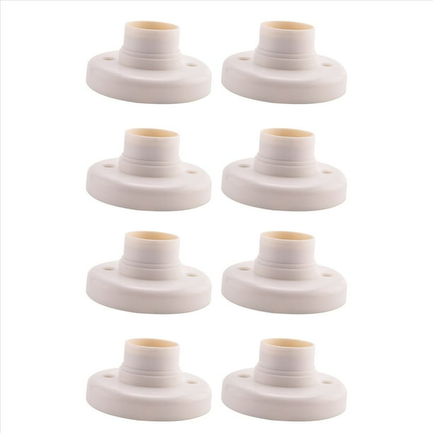 8X E27 Base Plastica Redonda Tornillo de Bombilla Soporte de Lampara