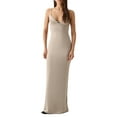 thumbnail image 1 of Gupgi Robe Longue Unie Mode Femme Été Sans Manches Dos Nu Col en V Ajustée Bretelles Spaghetti, 1 of 8