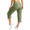 thumbnail image 7 of Capri Pants Women's Summer Solid Color Pocket Drawstring Slacks Capri Pants Pocket Cargo Pants Solid Mid Calf Green M, 7 of 7