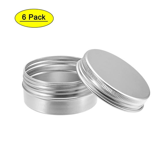 Uxcell 1.7oz 50ml Screw Top Lid Round Aluminum Cans Tin Containers 6 Pack
