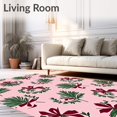 thumbnail image 2 of ODIKA 3'x5' Machine Washable Non-Slip Area Rug, Festive Holiday Wreath Motif with Pine Branch Detailing High Traffic Rug with Pad, Pink, 610405, 2 of 8
