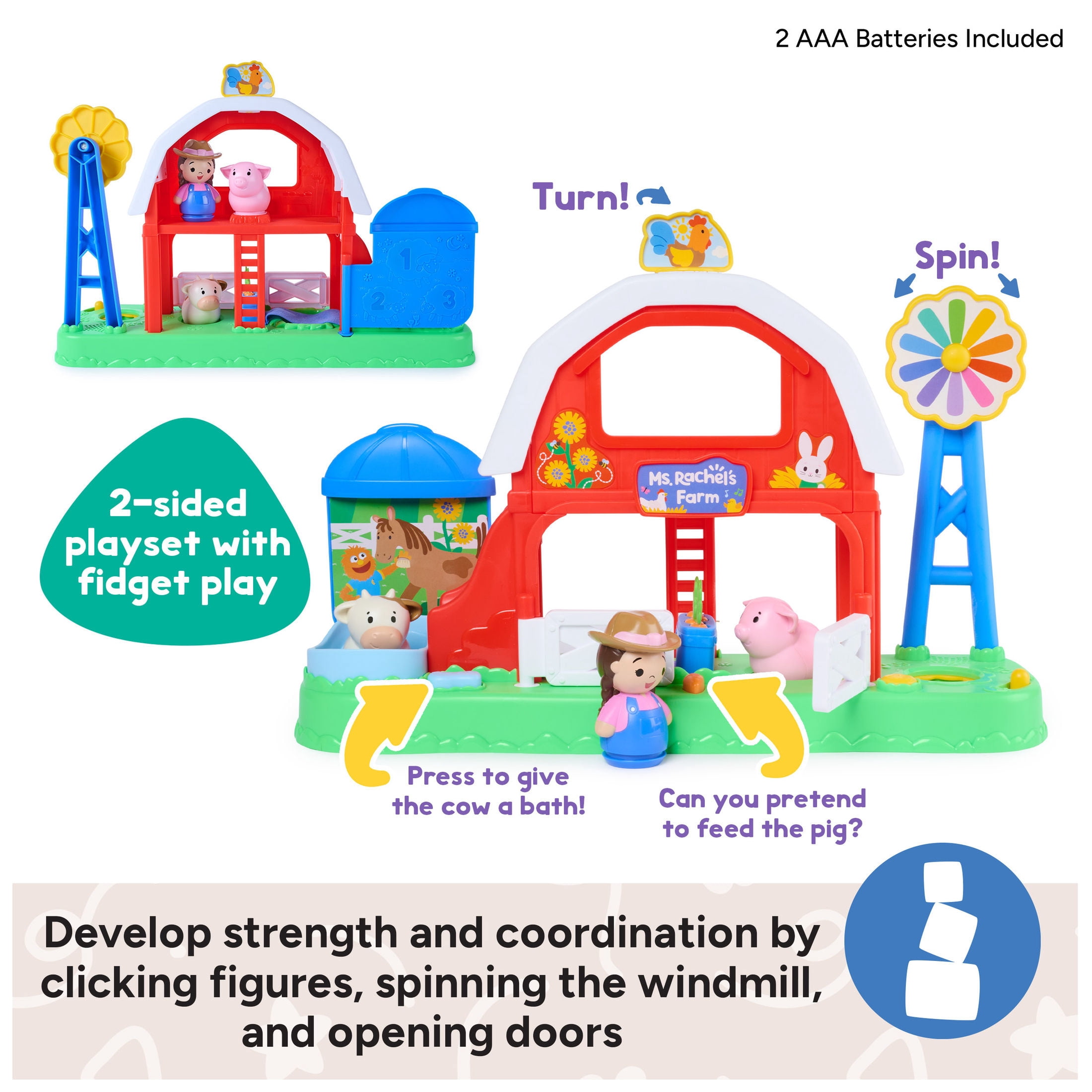 Ms. Rachel Official My First Learning Farm Playset with Songs, Phrases & Animal Figure Toys