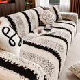 thumbnail image 2 of TOPCHANCES Stretch Stripe Sofa Covers, Soft Cotton Blend Velvet Fabric Armchair Loveseat 3-Seat Sofa Slipcover, Non-slip Couch Protector Settee Cover, Friendly to Pets (Chair Cover, Stripe Black), 2 of 11