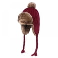 thumbnail image 1 of Gorro peruano de invierno para mujer, gorro de esquí con forro polar, orejeras y pompones de doble capa., 1 of 4