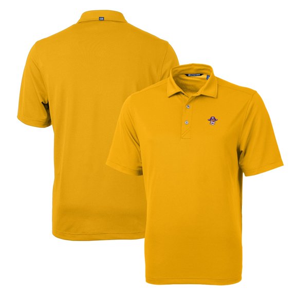 Men's Cutter & Buck Gold ECU Pirates Team Logo Virtue Eco Pique Recycled Polo