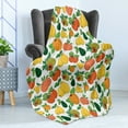 thumbnail image 4 of Vegan Soft Flannel Fleece Throw Blanket, Juicy Peach Apricot Quince with Fresh Persimmon Ripe Papaya and Avocado Pattern, Cozy Plush for Indoor and Outdoor Use, 60" x 80", Multicolor, by Ambesonne, 4 of 5