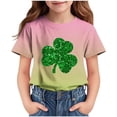thumbnail image 1 of T-Shirt Imprimé de la Saint-Patrick pour Enfants, Col Rond à Manches Courtes, 95 % Polyester 5 % Élasthanne, Tissu Doux et Respirant, Tenue Décontractée pour Garçons et Filles de 3 à 14 Ans, 1 of 9