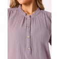 thumbnail image 5 of INSPIRE CHIC Womens Pajamas Cotton Night Dress Soft Short Sleeve V Neck Long Nightgown Loungewear L Purple, 5 of 6