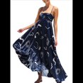 thumbnail image 2 of Vestido Maxi Estampado para Mujer, con Tirantes Finos, Floral, Estilo Bohemio, Fluido, para Playa y Vacaciones de Verano. Azul Oculto XXL, 2 of 7