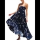 thumbnail image 2 of Vestido Maxi Estampado para Mujer, con Tirantes Finos, Floral, Estilo Bohemio, Fluido, para Playa y Vacaciones de Verano. Azul Oculto XXL, 2 of 7