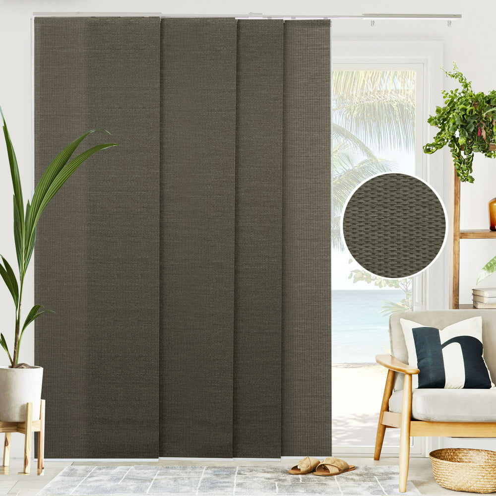 Chicology Contemporary Cordless Gray Fabric Semi-Sheer Vertical Blind ...