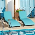 thumbnail image 1 of Gymax Set of 2 Foldable Patio Rattan Chaise Lounge Chair w/5 Back Positions Turquoise Cushion, 1 of 10