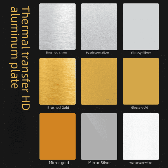 Letrero de aluminio de transferencia térmica en blanco con cuentas de oro y plata pura de 0,5 m