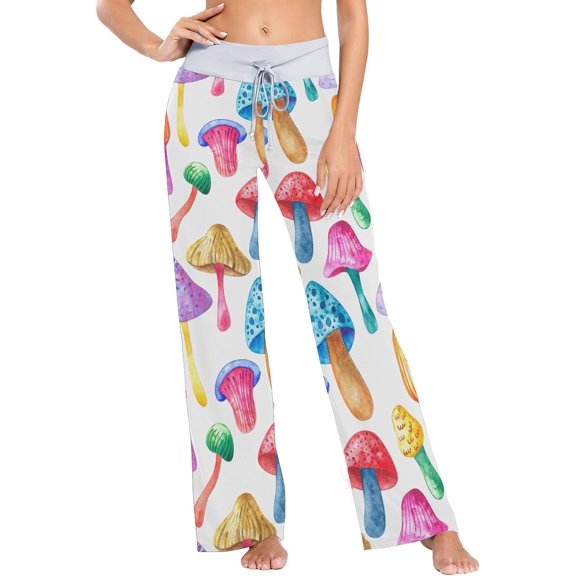 GZHJMY Women's Pajama Pants Colorful Mushrooms Comfy Stretch Sleepwear Womens Wide Leg Pants Casual Loose Yoga Sweatpants Comfy Lounge Pajama, X-Large