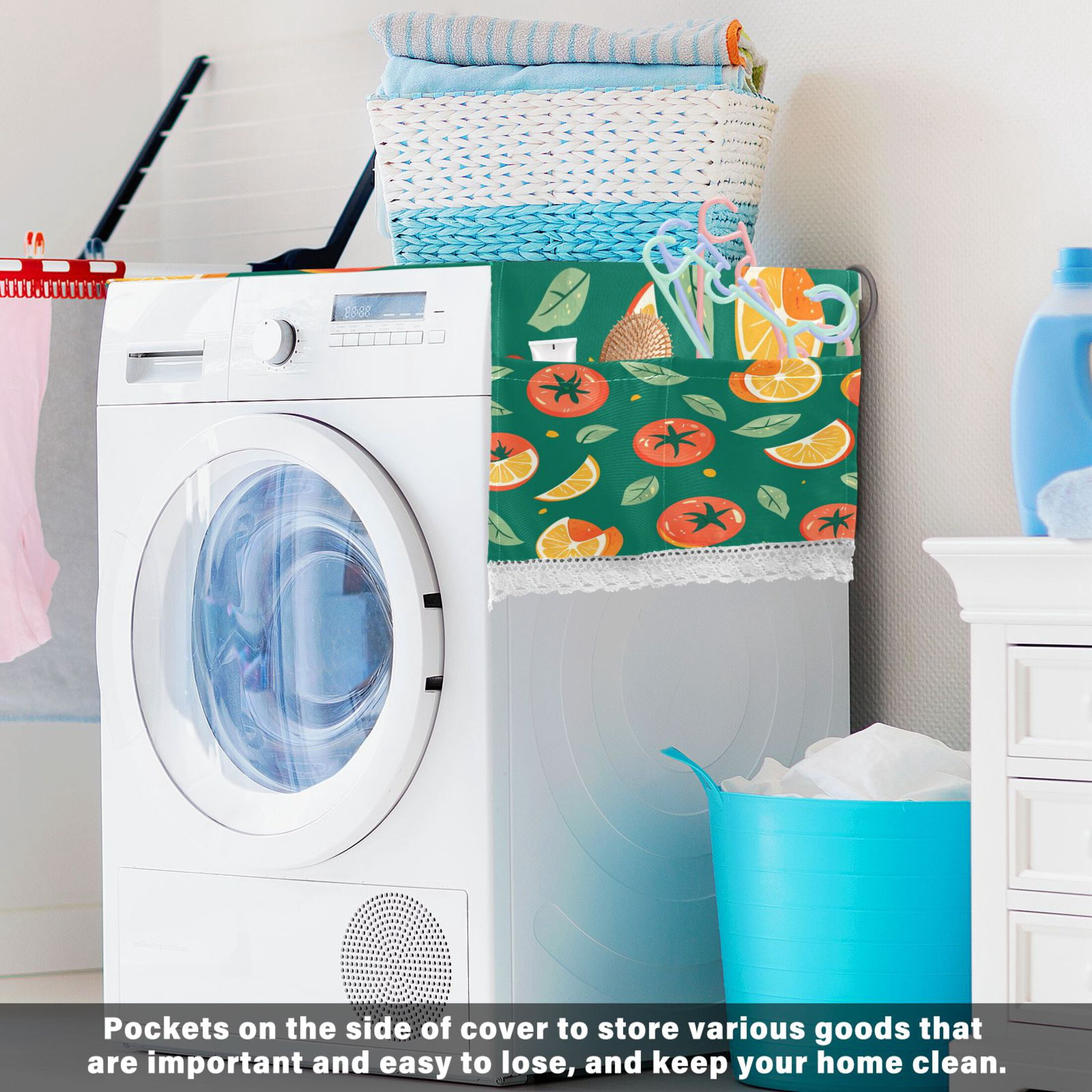 WOBOGO Tomato Orange Pattern Washing Machine Cloth Dryer Refrigerator Top Cover Protective Non-Slip Mat For Kitchen Laundry