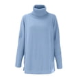thumbnail image 4 of Baqcunre Sweaters For Women Womens Sweaters Turtleneck Batwing Sleeve Loose Oversized Sweaters Chunky Knitted Pullover Sweaters For Women Hoodies For Women Fall Outfits Women Trendy Blue L, 4 of 4