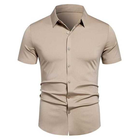 Kaemgyyd Mens Dress Shirts Summer Short Sleeve Button down Formal Shirts Soft Solid Collar Work Business Casual Tops