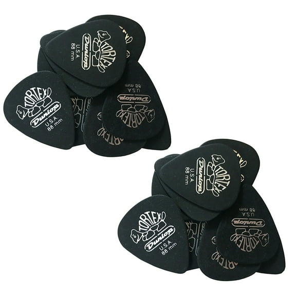 Dunlop Guitar Picks  Tortex  Pitch Black  24 Pack  Standard  .88mm 488P.88