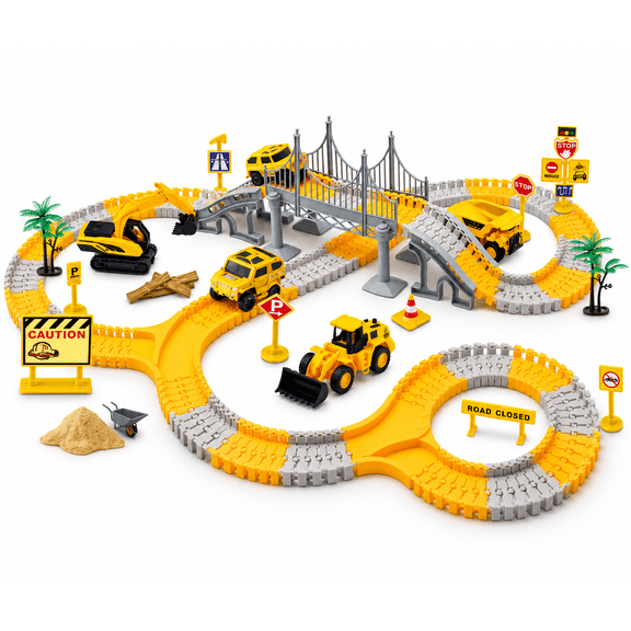 SSLittleminds City Construction Track Set for Kids with Vehicles, 276 Pieces, Ages 3