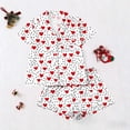 thumbnail image 4 of Goodtrade8 Womens Shorts & Tops PJS Button up 2 Pieces Homewear Short Sleeve Casual Heart Print Summer Loungewear Homewear Pockets Pajamas Set for Women PJS, 4 of 5