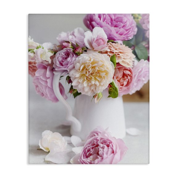 Stupell Industries French Country Blushing Spring Bouquet Floral Photography Cottage Milk Pitcher Canvas Art, 16 x 20, by Sarah Gardner