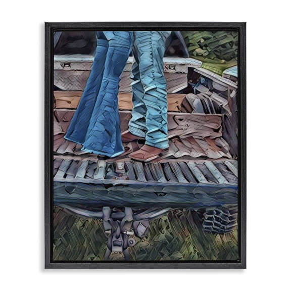 Stupell Industries Farmhouse Country Couple in Pickup Black Floating Frame Canvas Art, 17 x 21, by Jesse Keith