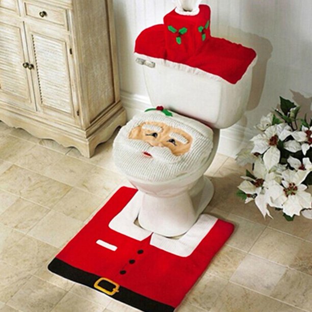 Fundas de asiento de inodoro de Navidad, tapete de baño creativo de Papá Noel, suministros de Navidad para el hogar, decoración de regalo de Año Nuevo, lindo, nuevo