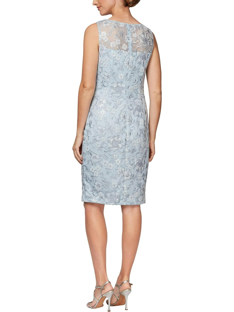 alex evenings women's short embroidered dresses Alex Evenings Women's Sheath Dress with Coat - Blue
