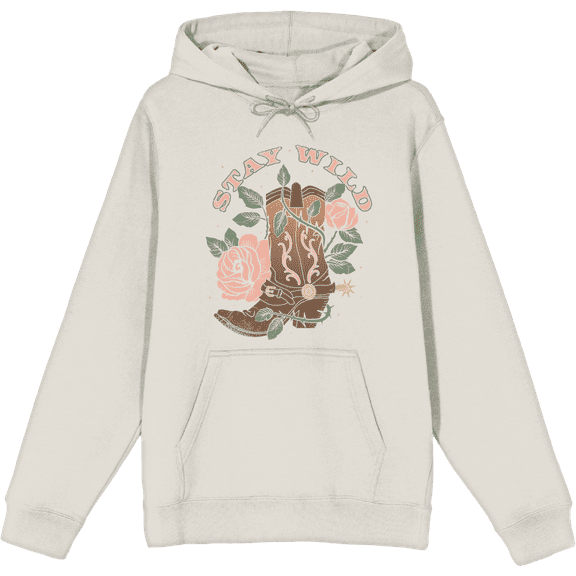 Vintage Country Stay Wild Long Sleeve Adult Hooded Sweatshirt-XL-Cream